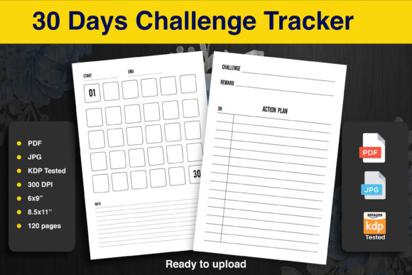 Download KDP Interior ~ 30 Days Challenge Tracker - Tracker Collection