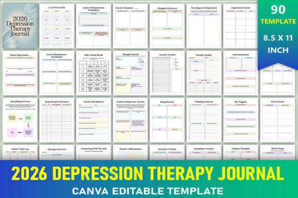 Download Editable 2026 Depression Therapy Journal - Premium Resources