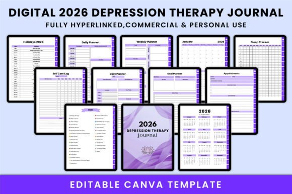 Download Digital 2026 Depression Therapy Journal - Premium Resources