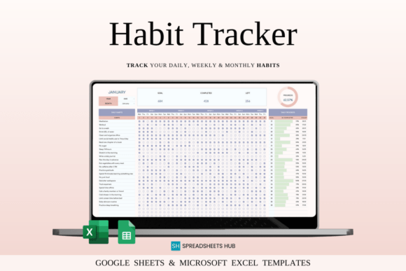 Download Habit Tracker for Google Sheets | Excel - Tracker Collection
