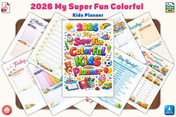 Download 2026 My Super Fun Colorful Kids Planner - Kids planner Collection