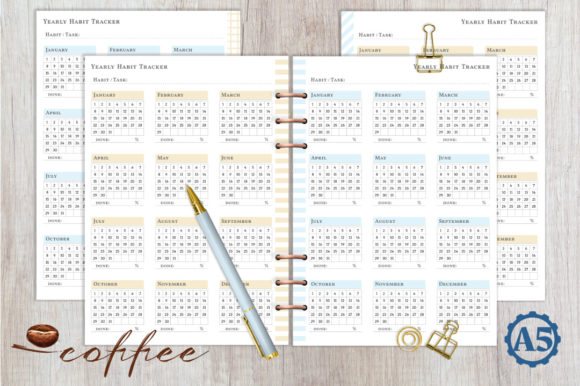 Download Coffee Planner - Yearly Habit Tracker - Tracker Collection