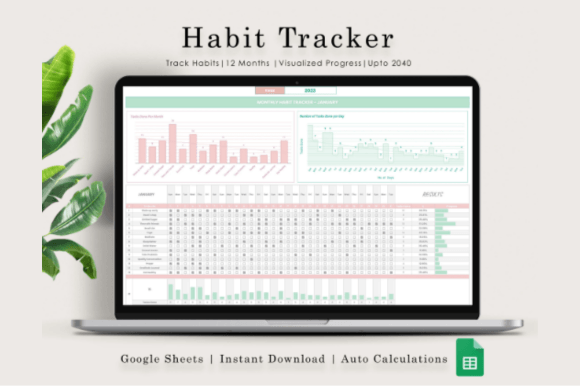Download Habit Tracker Spreadsheet, Google Sheets - Tracker Collection