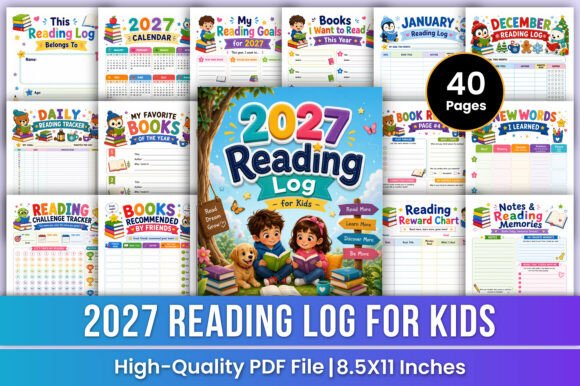 Download 2027 Reading Log for Kids | Tracker Kdp - Tracker Collection
