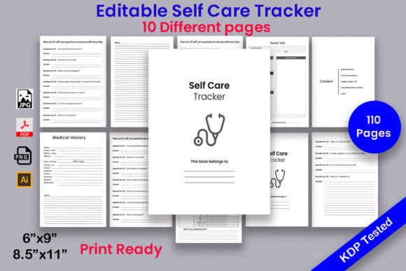 Download Self Care Tracker KDP Interior Printable - Tracker Collection